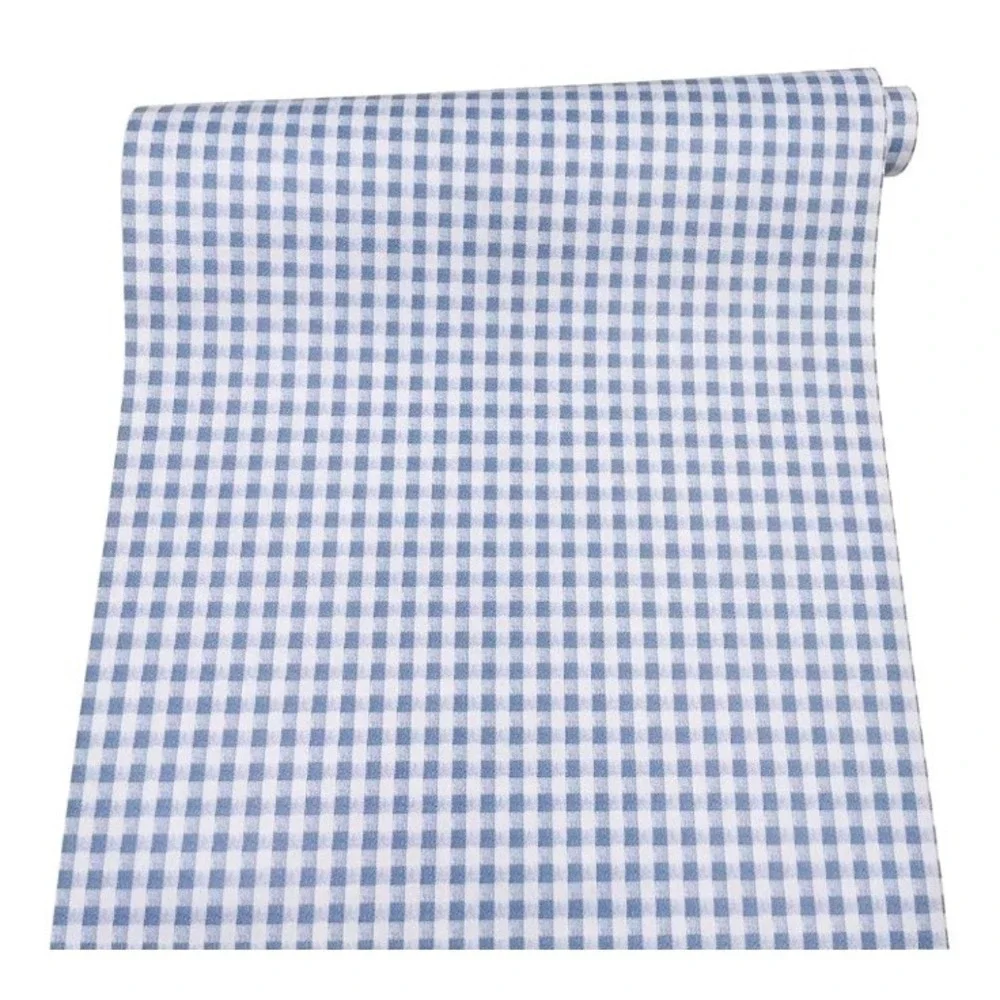 Blue-White Gingham Countertop Door Sticker Shelf Liner 17.7inch by 9.8 Feet